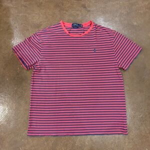 Polo Ralph Lauren Men's Red and Blue Striped Tee